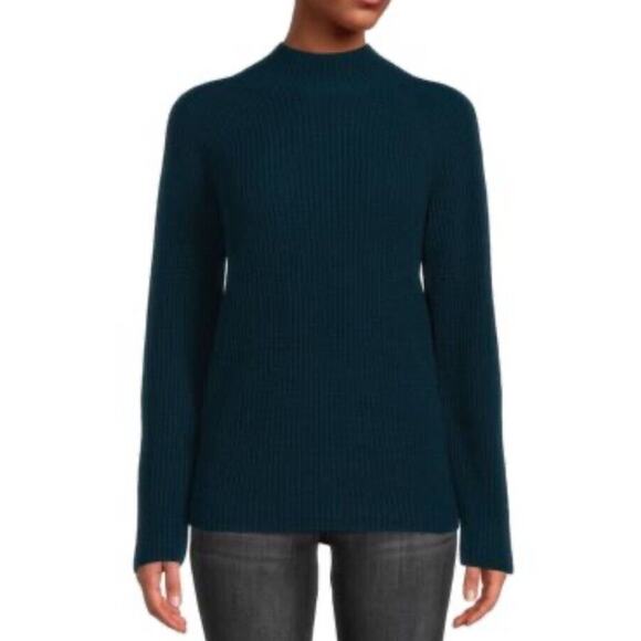 Vince Women’s Wool Cashmere Blend Mock Neck Sweater Jumper Deep Blue